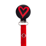Classy Paci Black & Red Heart Amour Pacifier Clip FW21-22