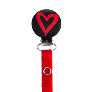 Classy Paci Black & Red Heart Amour Pacifier Clip FW21-22