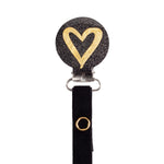 Classy Paci Black & Gold Heart Amour Pacifier Clip GIFT SETS FW21-22
