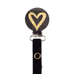 Classy Paci Black & Gold Heart Amour Pacifier Clip FW21-22