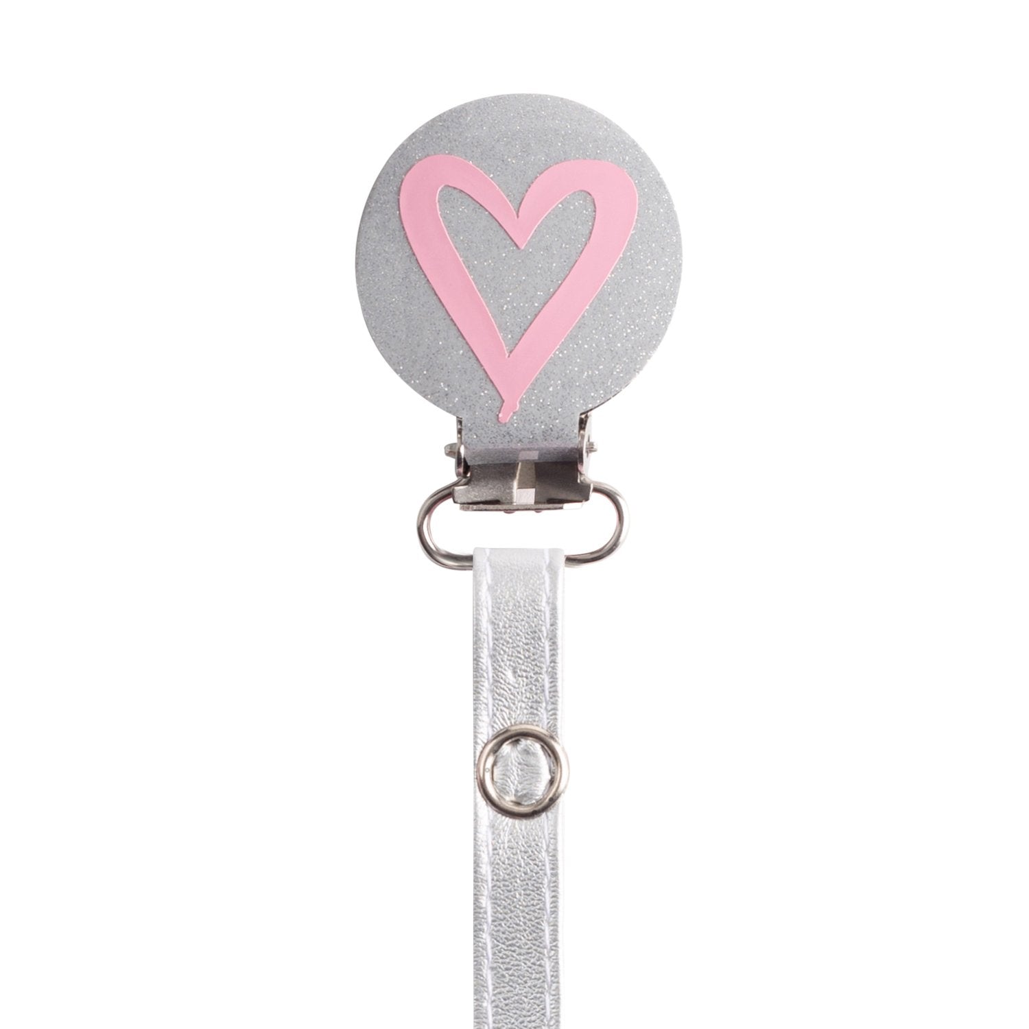 Classy Paci Silver & Pink Heart Amour Pacifier Clip GIFT SET FW21-22