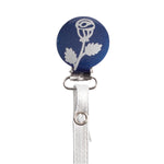 Classy Paci Navy with Silver Rose Pacifier Clip FW21-22