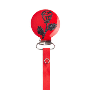Classy Paci Red with Black Rose Pacifier Clip FW21-22