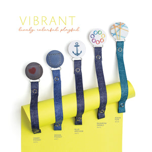 Classy Paci Denim Heart Pocket circle pacifier clip