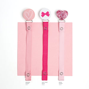 Classy Paci Hot pink bow on white pacifier clip