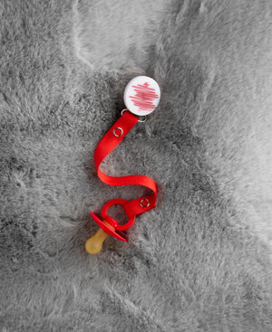 Classy Paci DOODLE Red Round pacifier clip