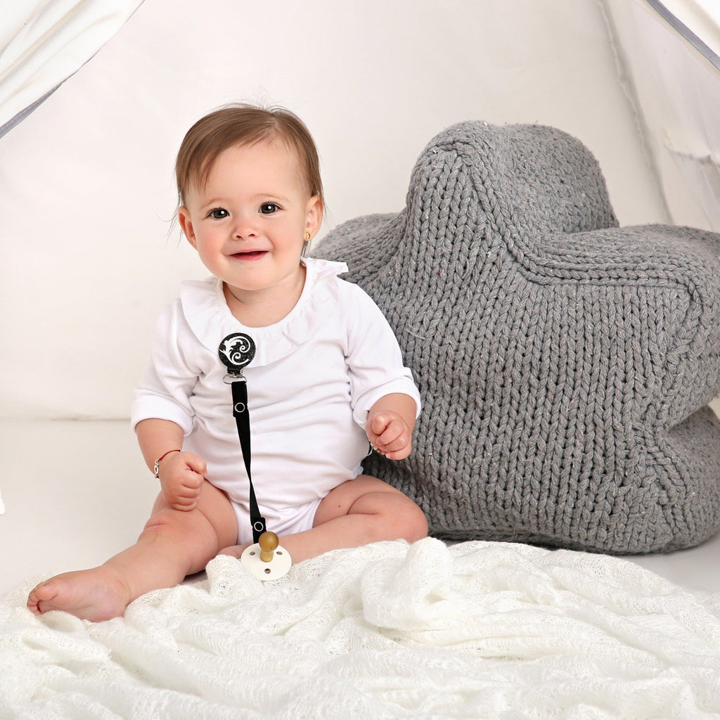 Classy Paci Silver sparkle with Black Fleur Pacifier Clip GIFT SET FW21-22