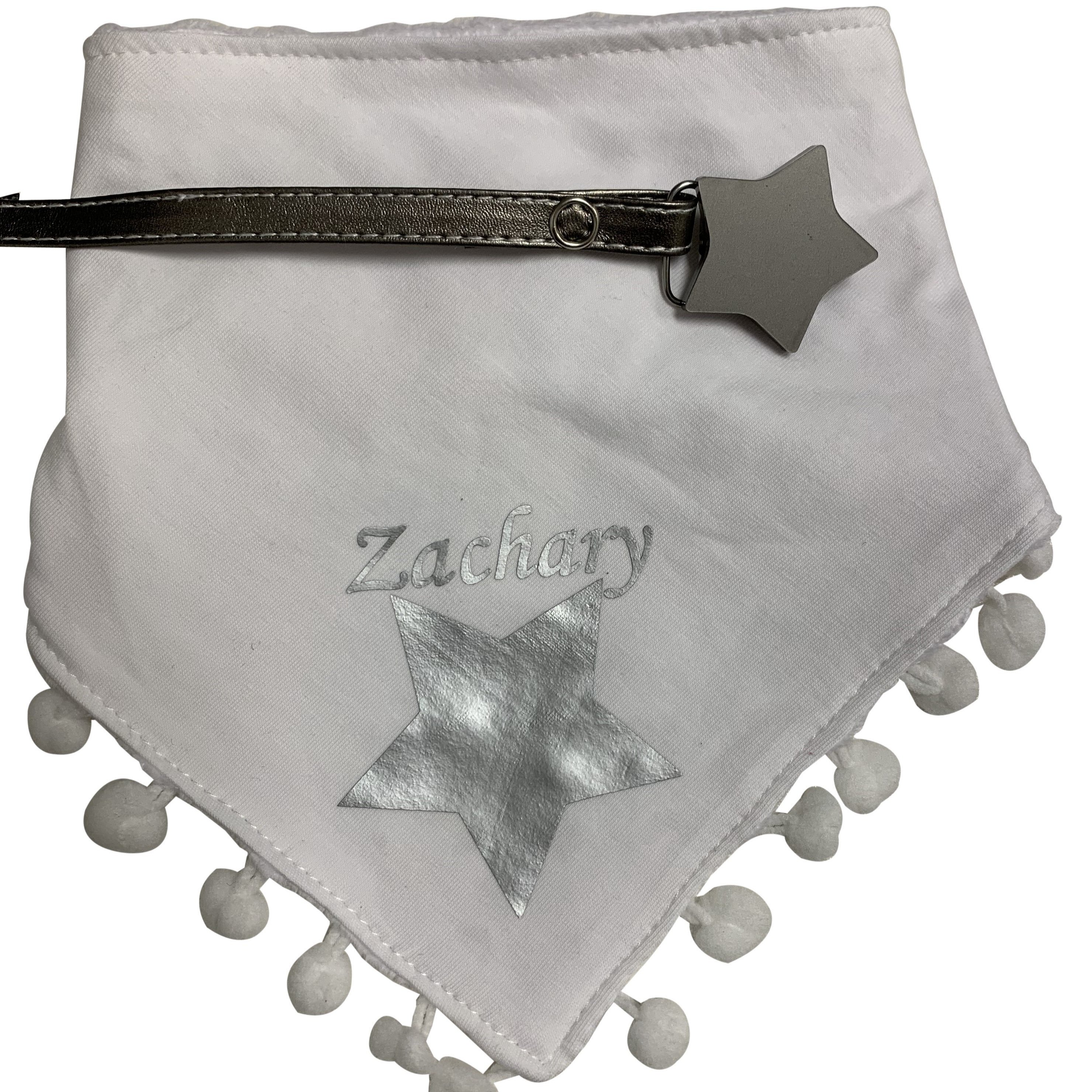 Grey Star bib and grey clip with leather  GIFT SET