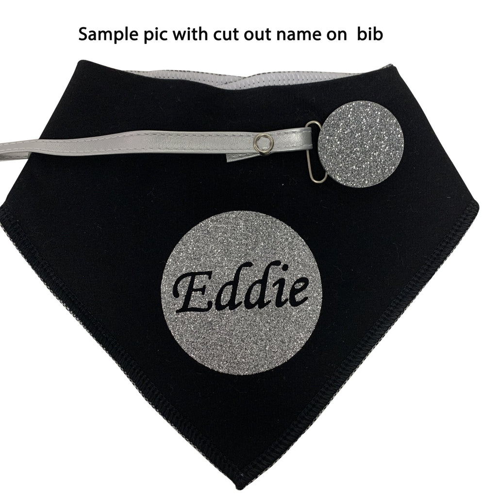 Black with silver circle sparkle bib and clip GIFT SET