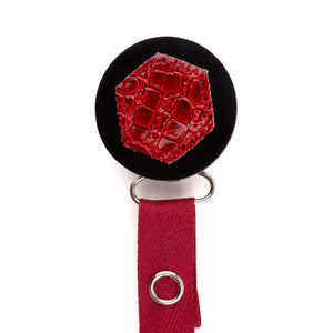 Classy Paci Maroon Croc Hexagon, red, black, burgundy pacifier clip GIFT SET