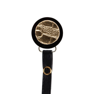 Classy Paci Gold Croc Circle, black,  boy baby pacifier clip GIFT SET