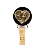 Classy Paci Gold Croc Heart, black, girl  baby pacifier clip GIFT SET
