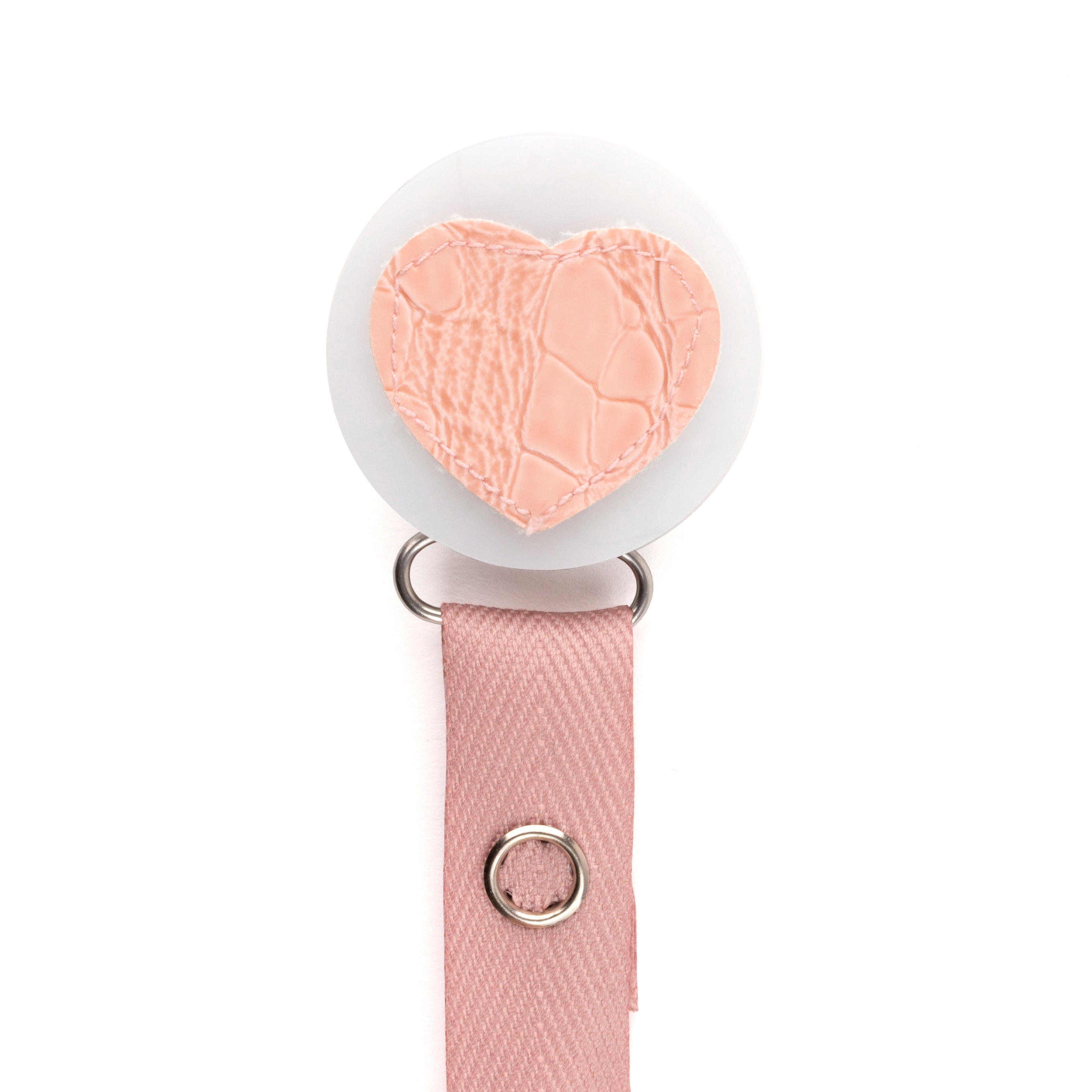 Classy Paci Pink Croc Heart, mauve, peach, pink pacifier clip