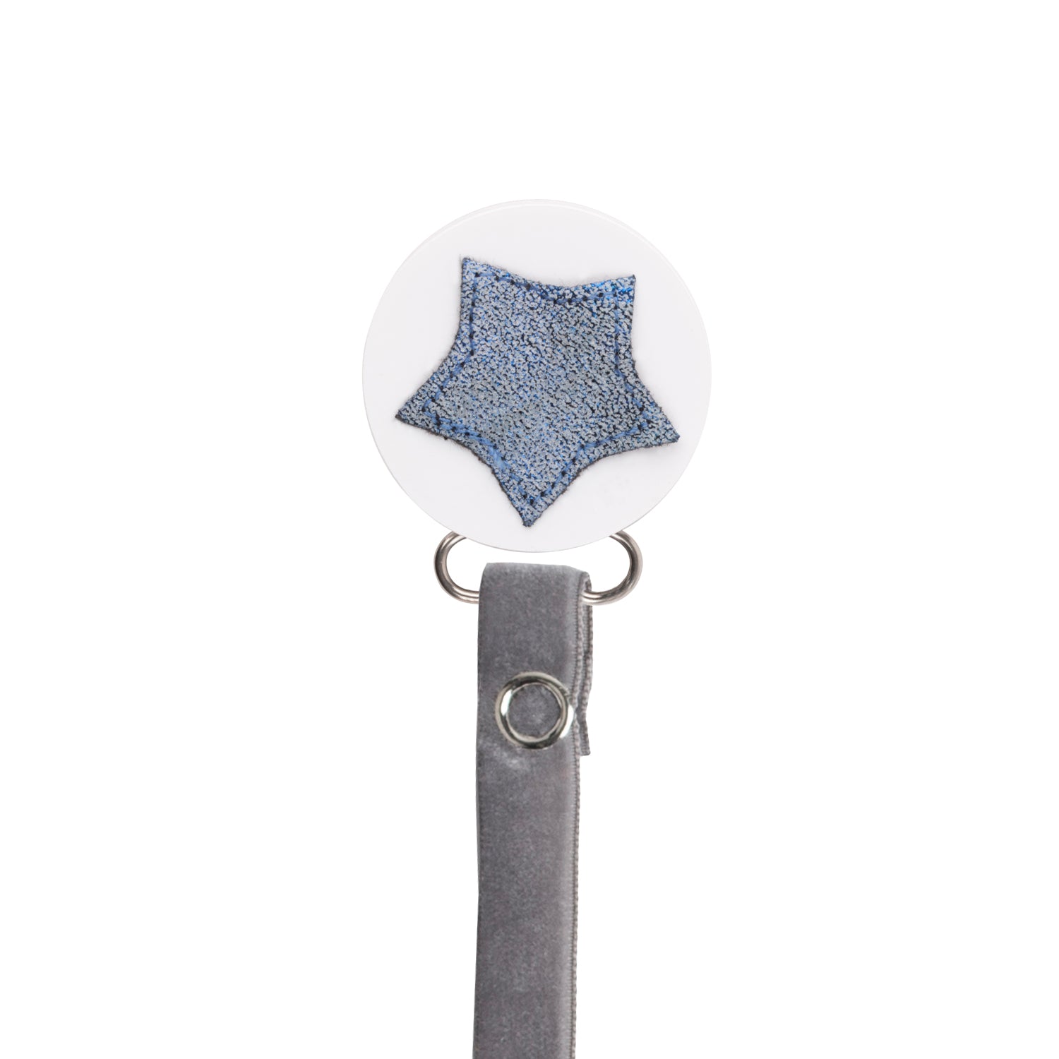 Classy Paci sparkle BLUE leather Star, Silver, Grey, girl boy baby pacifier clip GIFT SET
