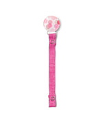 Classy Paci fun circles in  pink/ hot pink denim/ mauve/ white baby girl pacifier clip