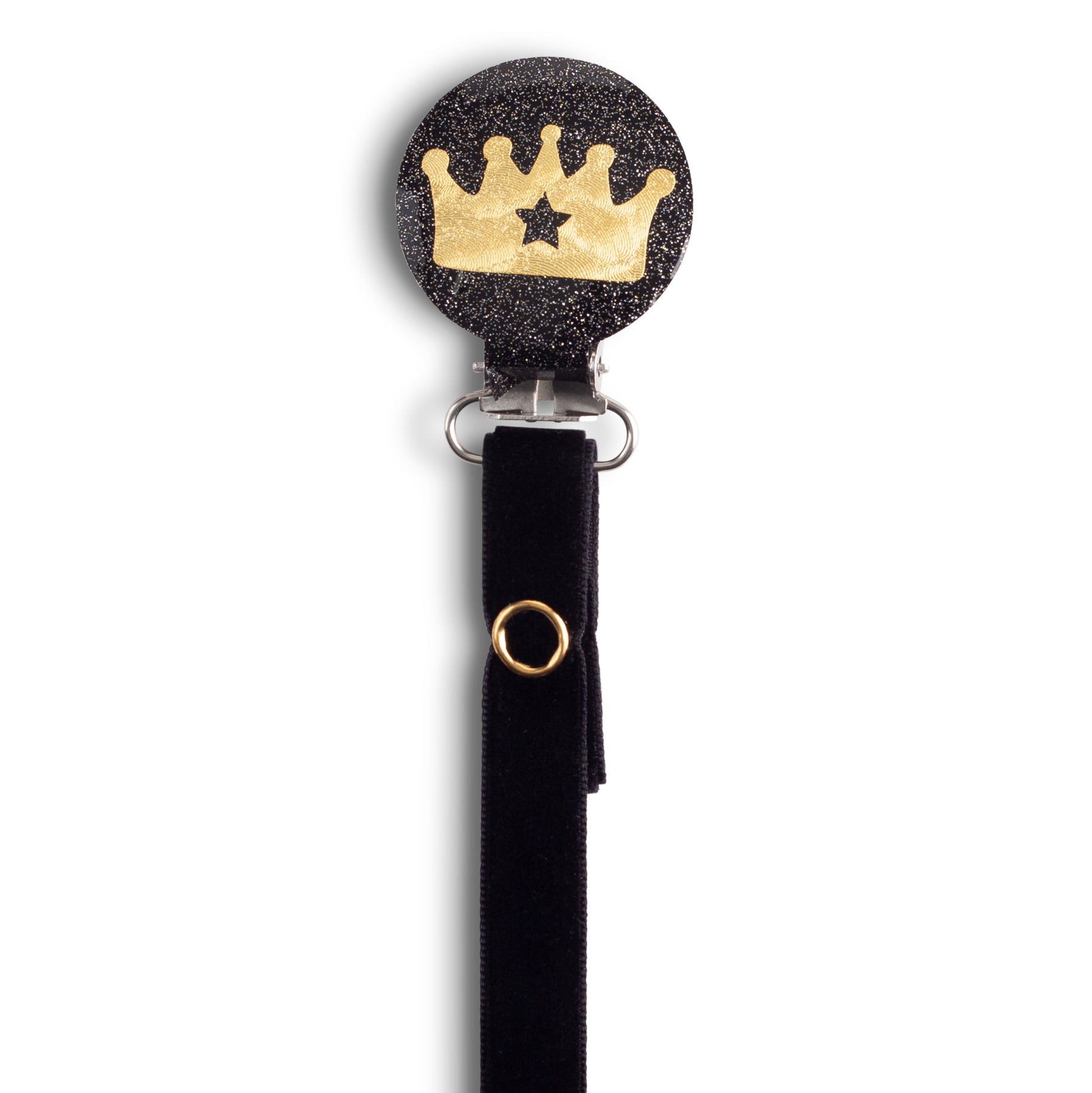 Classy Paci Black & Gold Noble Crown Pacifier Clip FW21-22