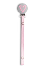 Classy Paci Silver & Pink Heart Amour Pacifier Clip GIFT SET FW21-22