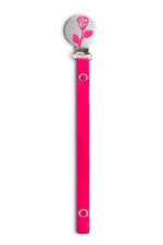 Classy Paci Silver with Hot Pink Rose Pacifier Clip FW21-22