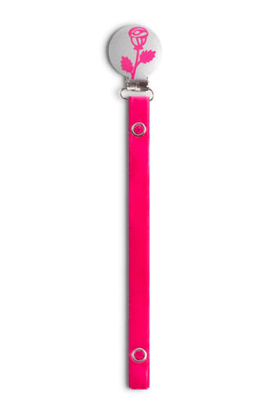 Classy Paci Silver with Hot Pink Rose Pacifier Clip GIFT SET FW21-22