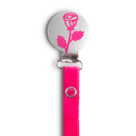 Classy Paci Silver with Hot Pink Rose Pacifier Clip GIFT SET FW21-22
