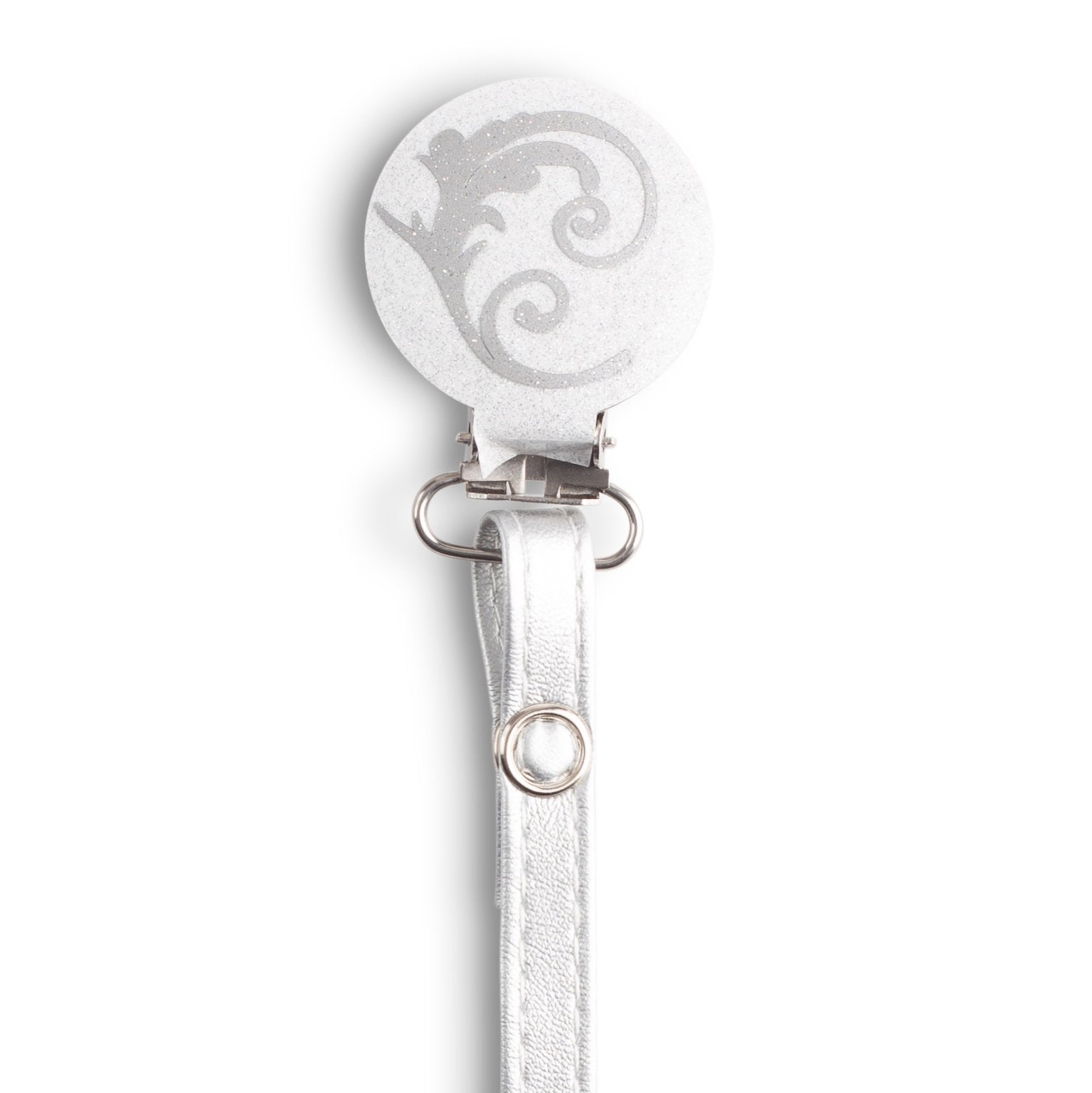 Classy Paci White sparkle with silver Fleur Pacifier Clip GIFT SET FW21-22
