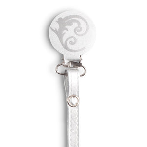 Classy Paci White sparkle with silver Fleur Pacifier Clip FW21-22