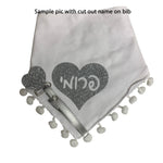 White with silver heart sparkle bib and clip GIFT SET