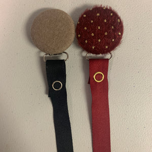 Clearance pacifier clips 2 for $10 Winter Styles Velvets/leathers