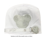 Silver white Sparkle leather Teddy hat and clip GIFT SET