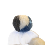 Gray Blue & White fur pom pom hat with pacifier clip GIFT SET