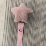 Fur hearts -  stars in many colors , grey, off white, navy, cozy pacifier clips