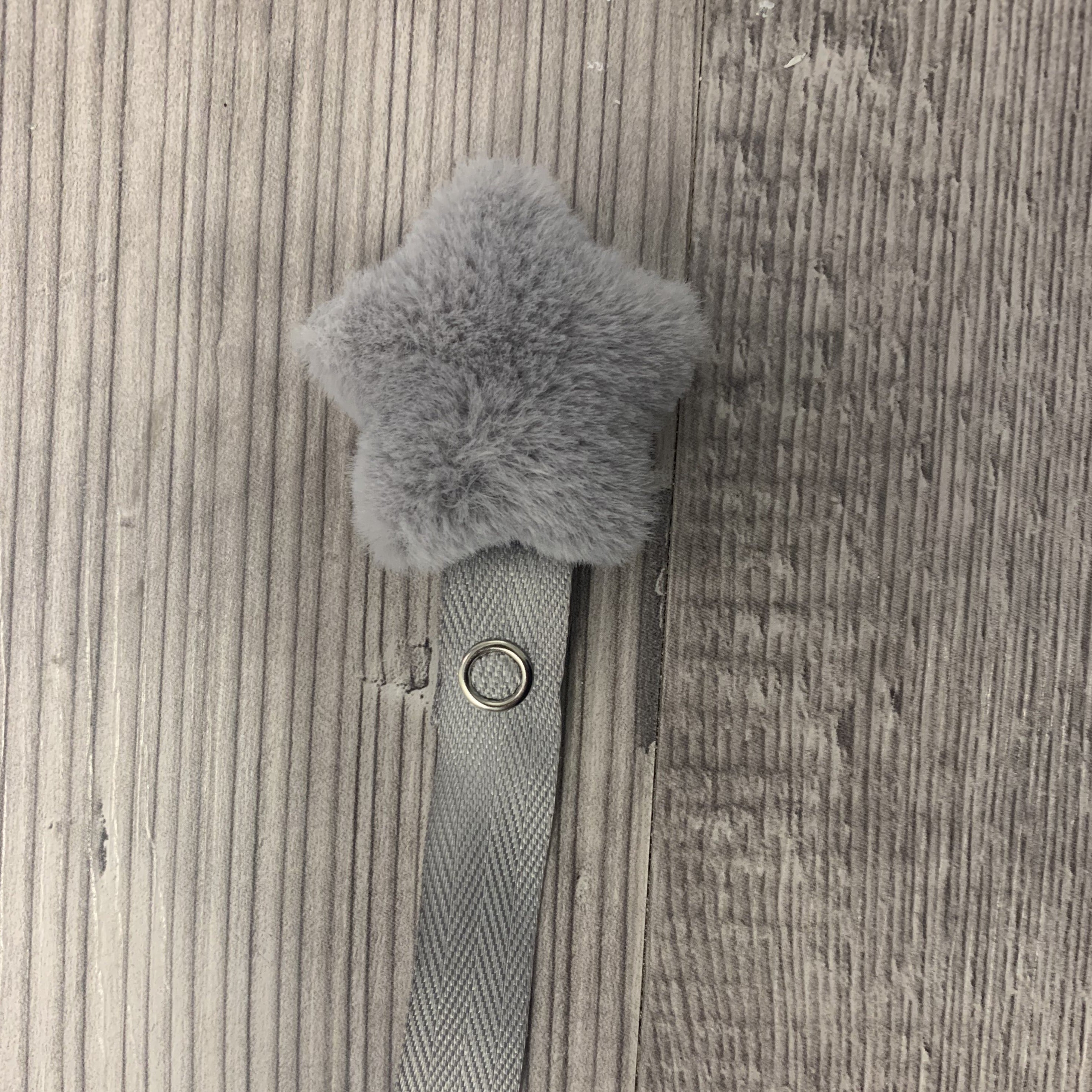 Fur hearts -  stars in many colors , grey, off white, navy, cozy pacifier clips