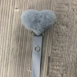 Fur hearts -  stars in many colors , grey, off white, navy, cozy pacifier clips