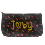 Heart print pencil case/ cosmetic bag great for school, camp, gift