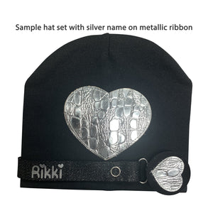 Silver Crocodile leather Heart hat and clip GIFT SET