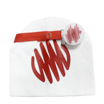 White with Red Doodle circle hat and clip GIFT SET