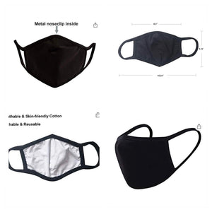 Black/White cotton Solid Masks Adults and Kids can be personalized
