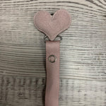 Ribbed textured stars and hearts in many colors , grey, pink, mauve, grey pacifier clips
