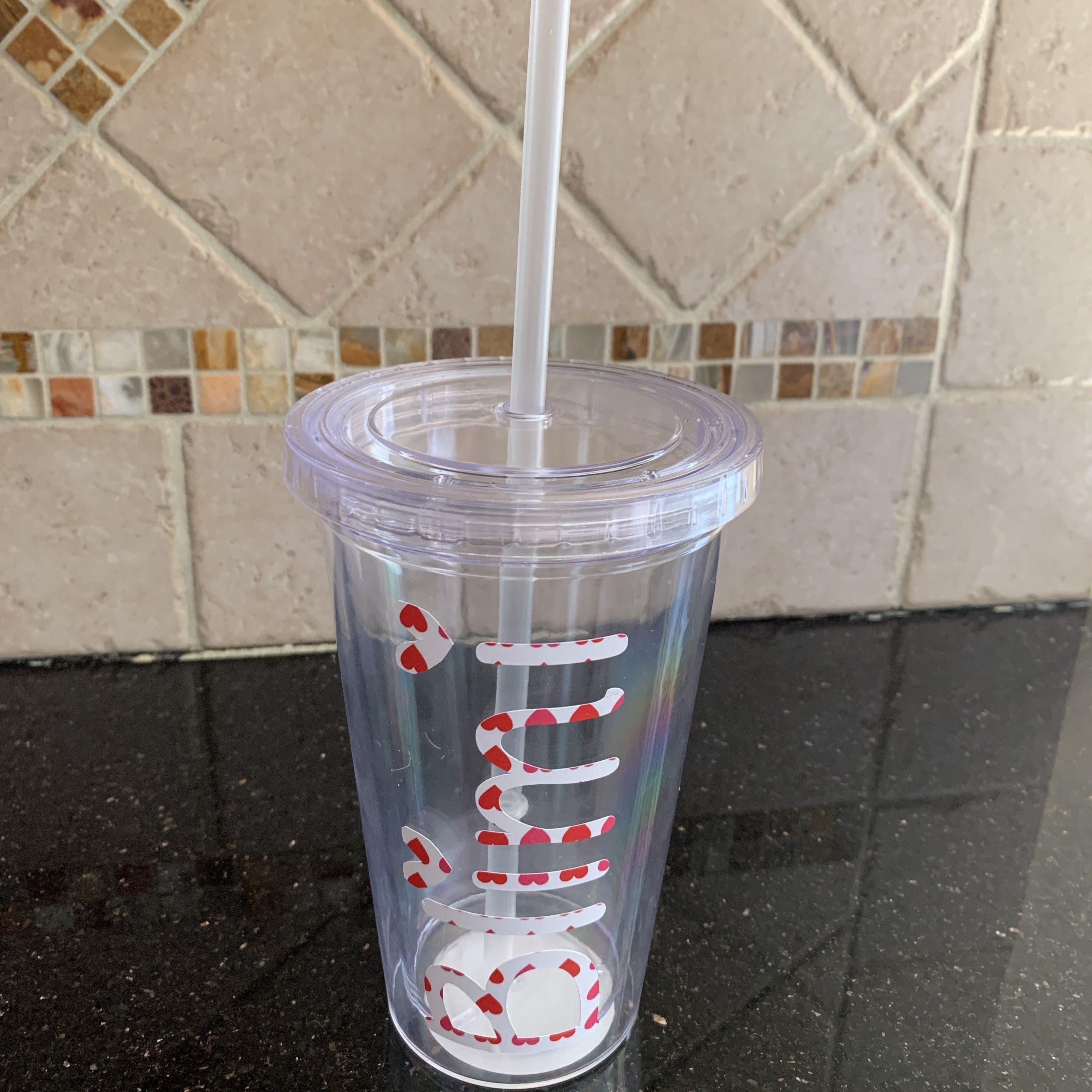 Clear tumbler with straw wedding school camp gift