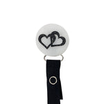 Classy Paci Marble white multicolored heart circle pacifier clip herringbone ribbon SPECIAL EDITON