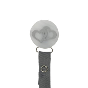 Classy Paci Marble white multicolored heart circle pacifier clip herringbone ribbon SPECIAL EDITON