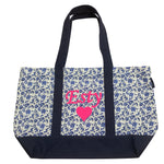 Structured canvas tote bag blue paisley school camp
