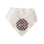 Houndstooth black, white with pink bow bib and clip GIFT SET