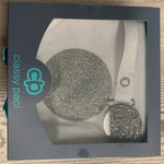 White with silver circle sparkle bib and clip GIFT SET