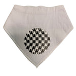 Houndstooth black and white circle bib and clip GIFT SET