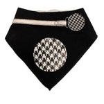 Houndstooth black and white circle bib and clip GIFT SET