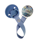 Classy Paci Painted look circle blue/ navy/ grey/ chambray baby boy pacifier clip Friggs Bibs Gift Set