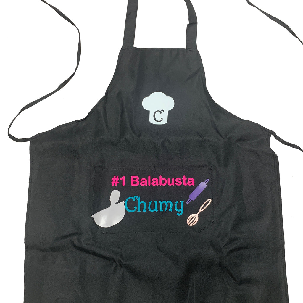 Black custom apron baking school personalized teen/ adult