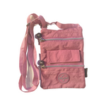 Mauve/ Pink side crossbody bag/ pocketbook 4 pockets school camp