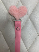 Sherpa Shapes = hearts in many colors mauve, grey, off white, pink, navy cozy pacifier clips